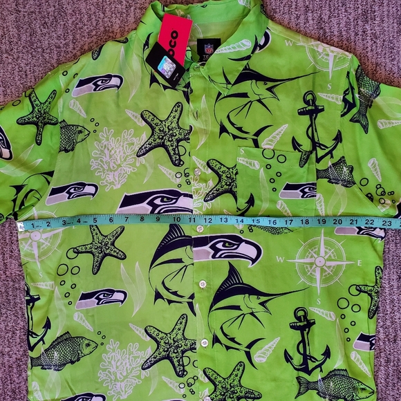BNWT Seattle Seahawks Floral Hawiian Short Sleeve Button-down Shirt Large - Picture 6 of 11
